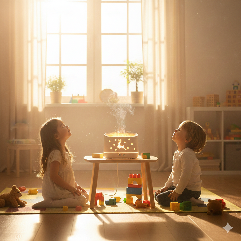 Deer Flame Cool Mist Humidifier Lamp